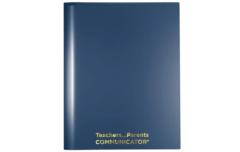 Nicky's Folders® English Communicator, Parent-Teacher Folder, Patented Tear-Resistant, Flexible Plastic, 2 Inside Pockets, 2 Exterior Sleeves, Letter Size Paper, Single Color (24 Pack) (Metallic Blue)