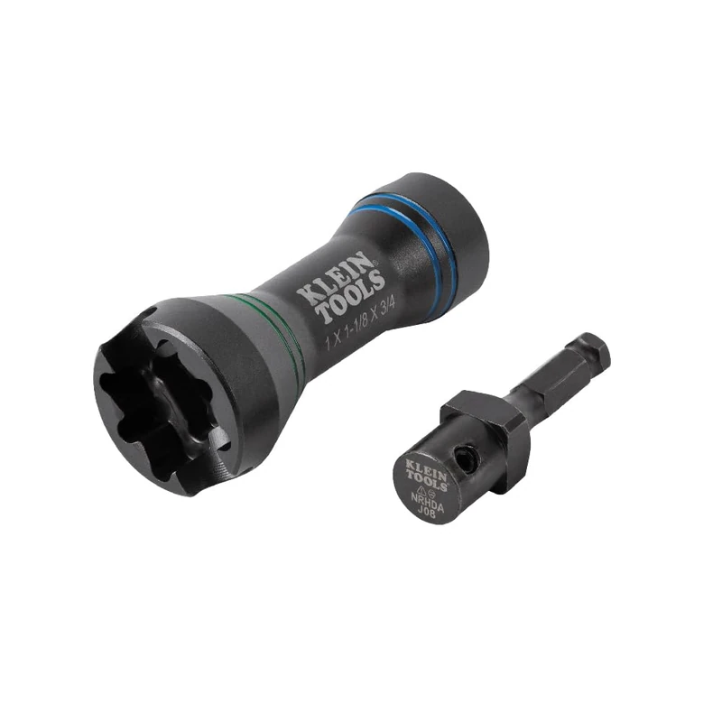 Klein Tools NRHDM 5-in-1 Mini Impact Socket Set, 1/4-Inch, 1-Inch, 1-1/8-Inch Triple Square Bit Socket with Small and Large Alignment Slots