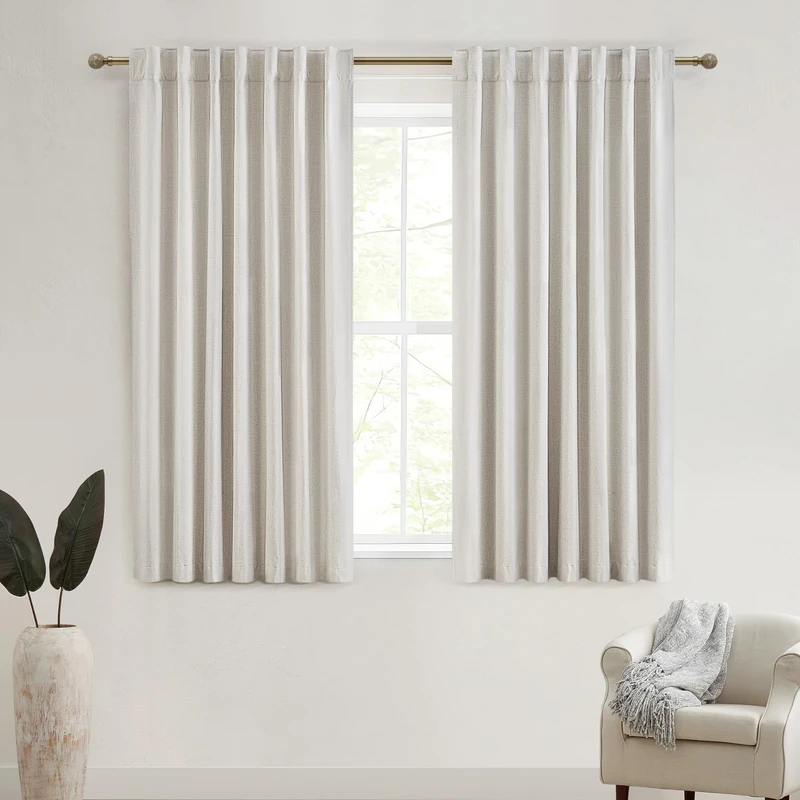 QJmydeco Linen Black Out Curtains 72 Inch Long, Back Tab/Rod Pocket Living Room Curtains & Drapes 2 Burg for 70 Inch, Thermal Insulated for Bedroom/Kitchen/Bay Window (W50 x L72 2 Panels)