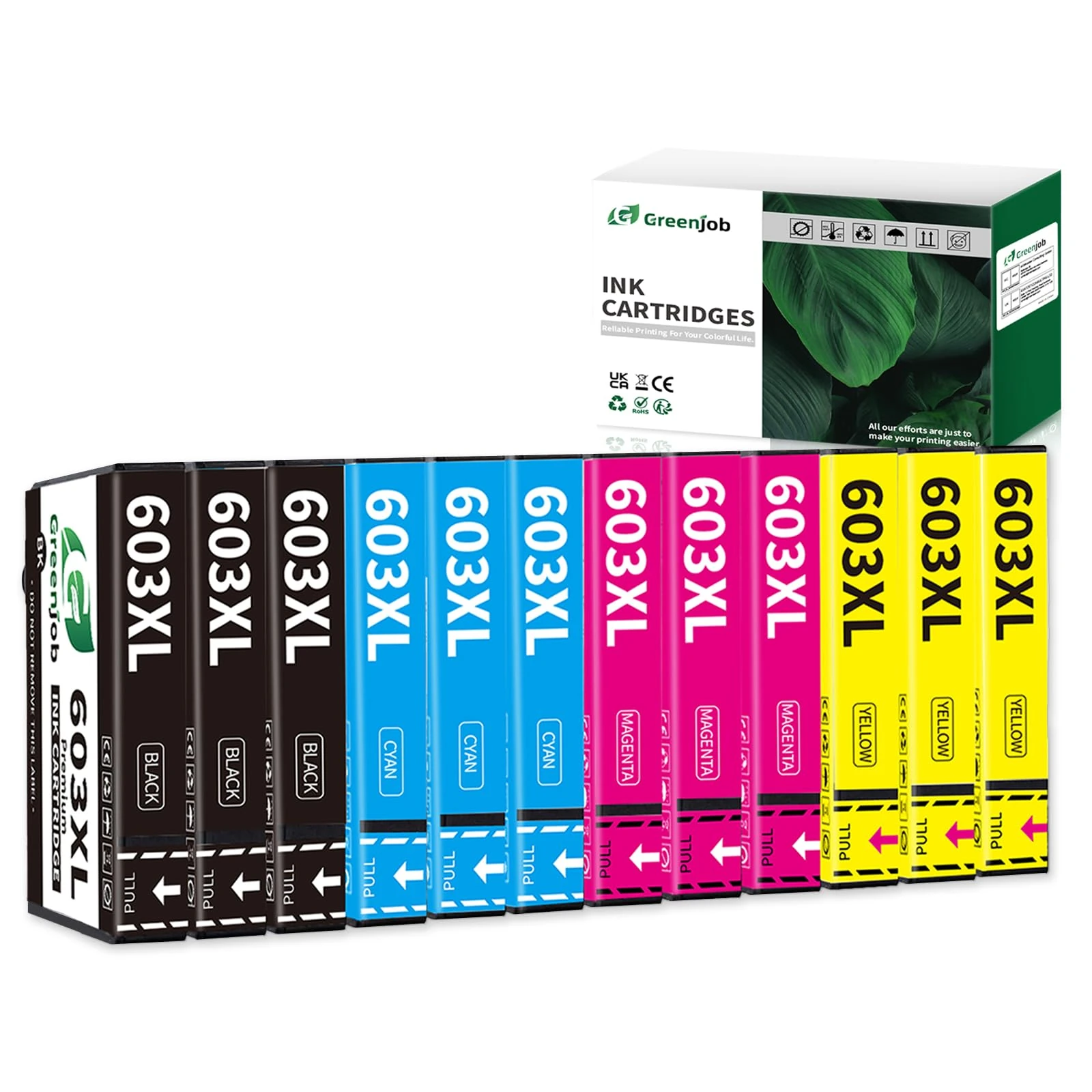 Greenjob 603XL Ink Cartridges Multipack Replacement for Epson 603 XL for Expression Home XP-3100 XP-4100 XP-2100 XP-2105 XP-3105 Workforce WF-2810 WF-2830 WF-2835 WF-2850 Printer (12-Pack)