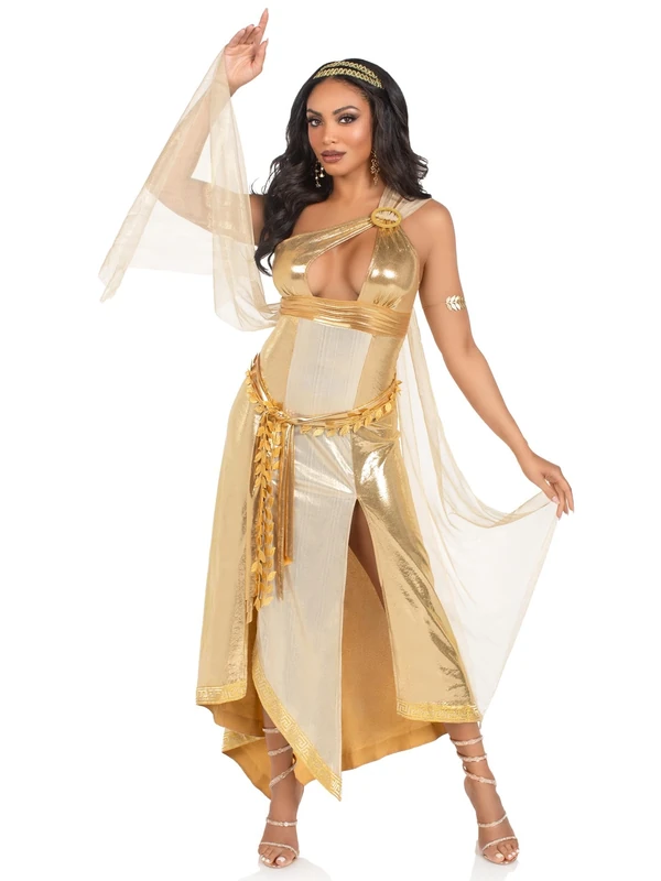 Leg Avenue 87244 02601 3 Pc Golden Goddess Halloween Costume, Gold, S