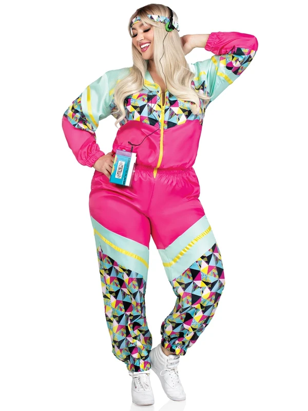 Leg Avenue 87247X 10108 2 Pc Totally 80s Tracksuit Halloween Costume, Multicolor, 1X