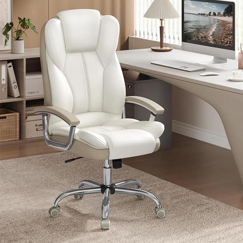 SONGMICS Office Chair, Desk Chair, Gaming Chair with Armrests, Computer Chair, Executive Office Chair, Adjustable Height, Home Office, Study, Cream White and Camel Brown OBG057W11