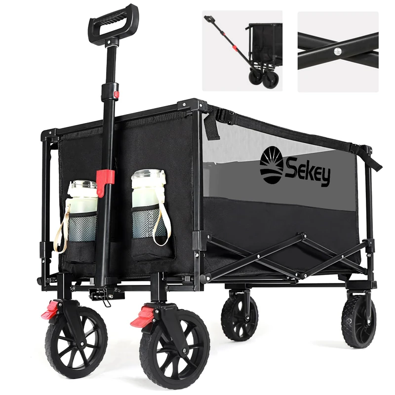 Sekey Handcart, 600D Waterproof Oxford Fabric Alloy Steel Polyvinyl Chloride (PVC), Black with Grey, mit Bremse