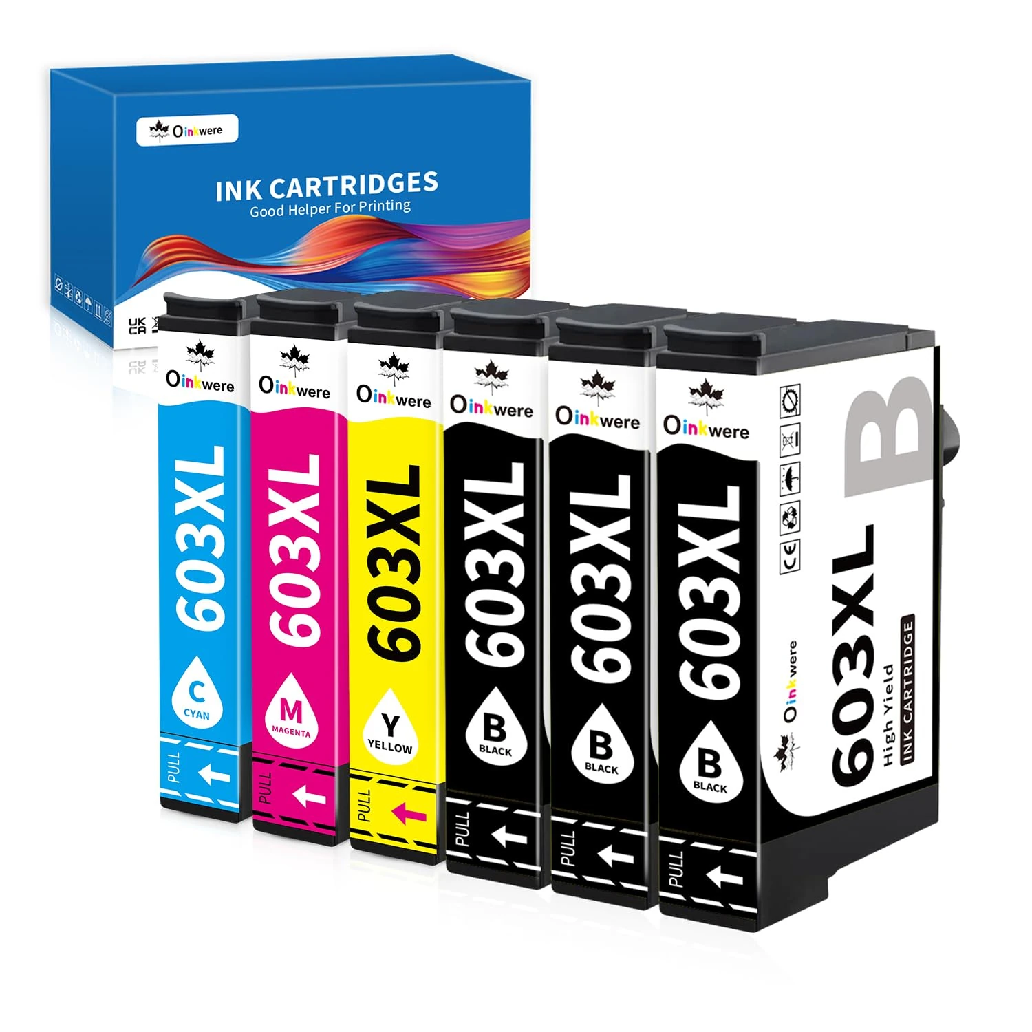 OINKWERE 603XL Ink Cartridges Compatible for Epson 603XL Ink Cartridges Multipack for Expression XP-2100 XP-2105 XP-2150 XP-3100 XP-3150 XP-4100 WorkForce WF-2810 WF-2820 WF-2830 WF-2835 (6-Pack)