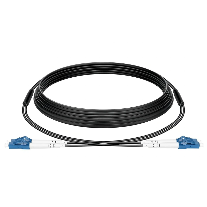 Vesperia 30m(98.4ft) Armored Fiber Optic Cable LC/UPC to LC/UPC Low Friction LSZH OS2 Duplex Mono Mode 9/125μm with Adapter Coupler,Suitable for Indoor and Outdoor,Black