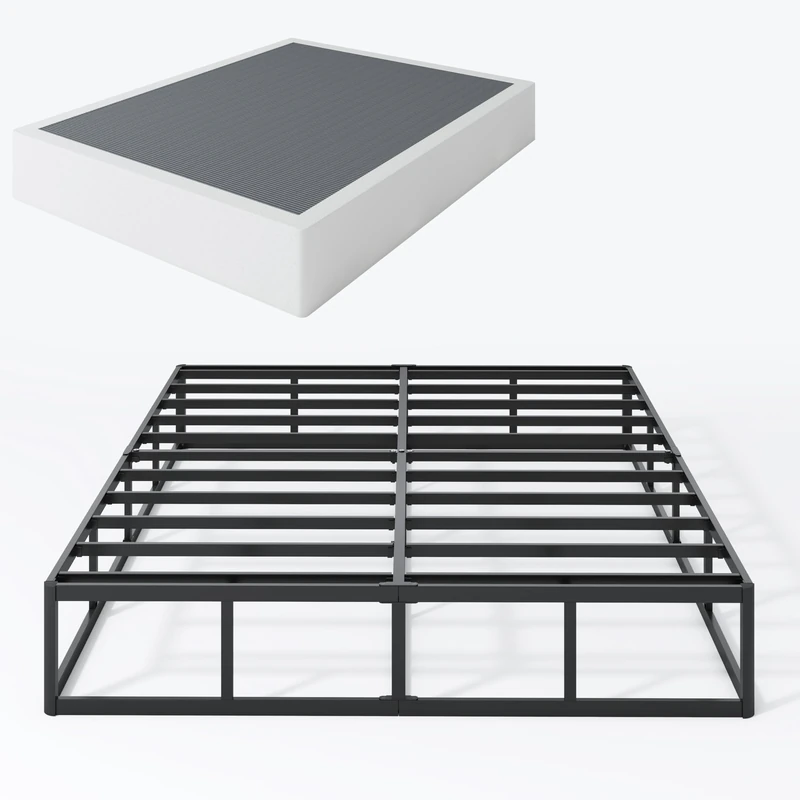 SHLAND Box Springs Full Size 9 Inch High Profile Full Box Spring Strong Metal Frame Mattress Foundation with Fabric Cover, Box Spring Full Size Bed, Easy Assembly - Image 1