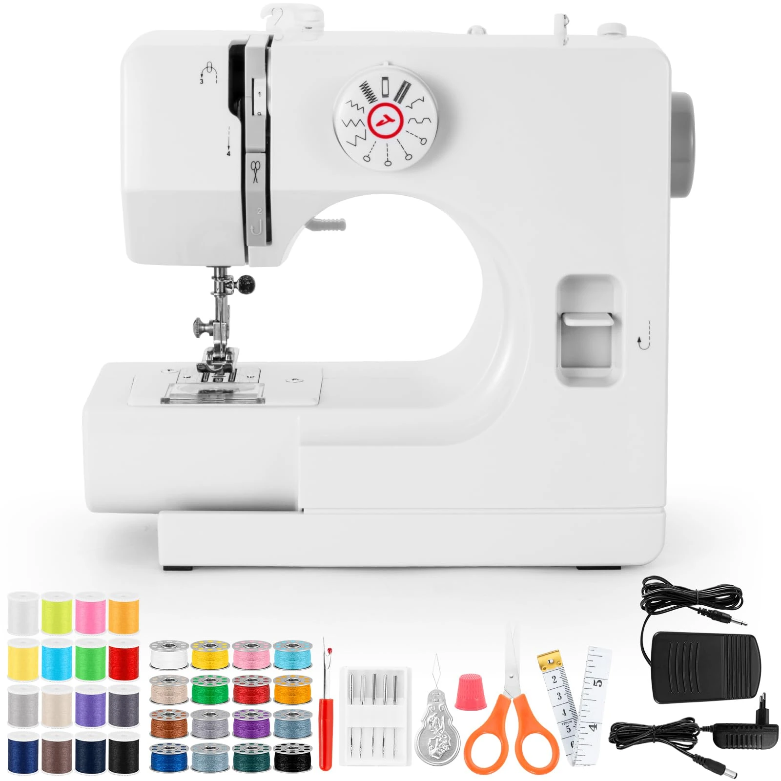 Sewing Machine, Mini Sewing Machine, Electric Portable Sewings Machines for Beginners, 12 Stitch Dual Speed with Foot Pedal & Sewing Kit - (Newest Smooth Version)