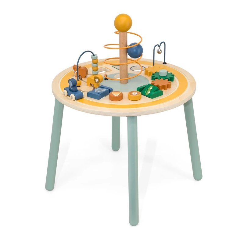 Trixie Wooden Animal Activity Table - Multi-Functional Educational Toy for Toddlers - FSC-Certified Wooden Construction with Interactive Features - 12m+