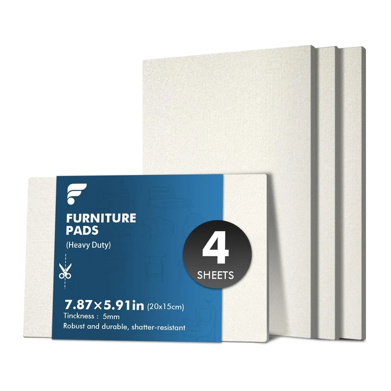 shinfly Furniture Pads Floor Protectors 4 Sheets, DIY Felt Pads for Furniture Feet, Premium 7.87x5.91in Heavy Duty White Felt Sheets, for Hardwood Floors, Non Scratch, Suitable for Sofa, Chair, Table