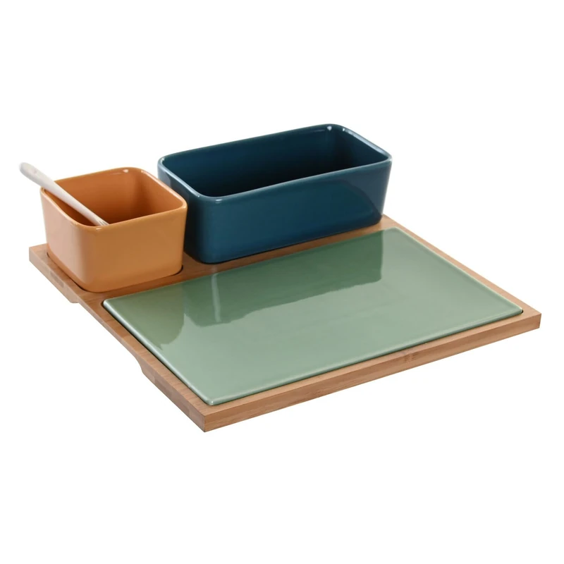 Set of 5 Bamboo Porcelain 27 x 26 x 8 cm Multi-Coloured - Image 1