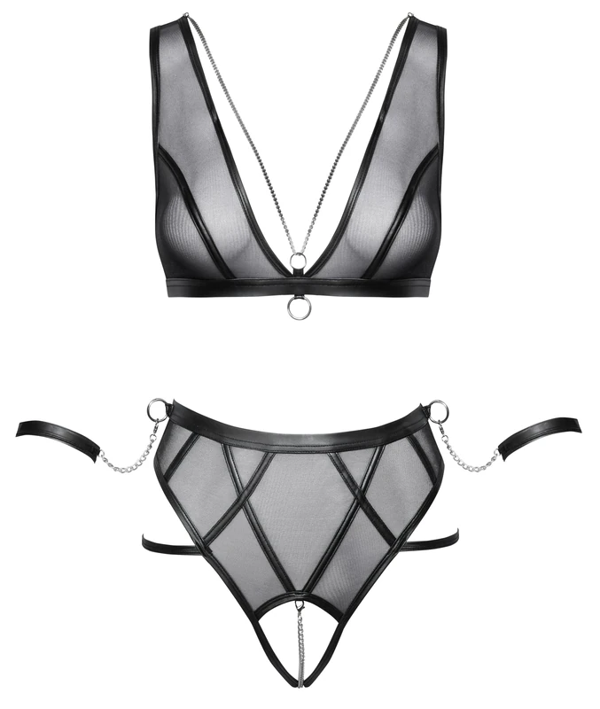 Cottelli Bondage Women's Bra Set Black L