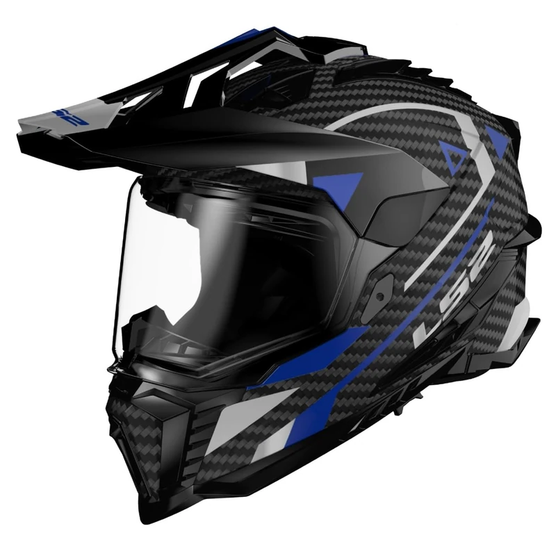 LS2 MX701 Explorer C Adventure Blue Carbon Helmet - XL