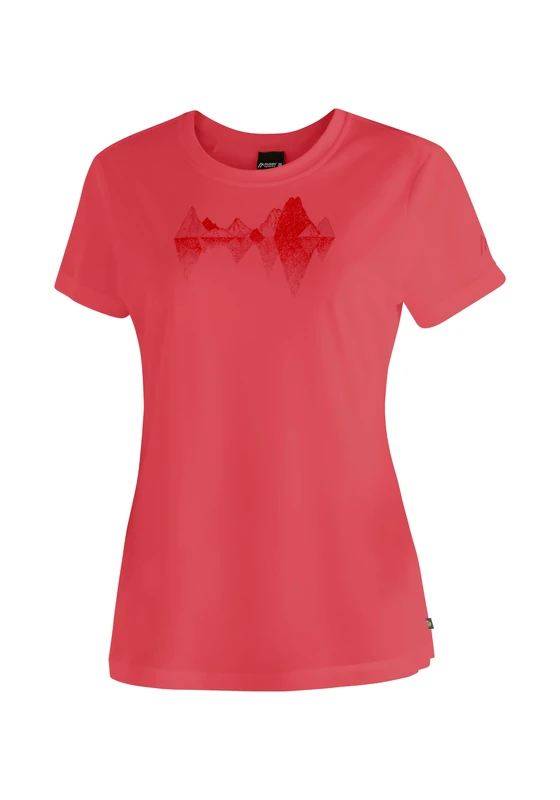 maier sports Tilia Pique W, Women's T-Shirt, Functional Shirt with Round Neck for Hiking and Leisure, Dryprotec Technology, Breathable, NFC chip for Easy Recycling Watermelon Red