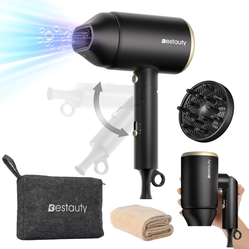Bestauty Travel Hair Dryer 2000W Ionic - 3 Temps, Cool, Diffuser