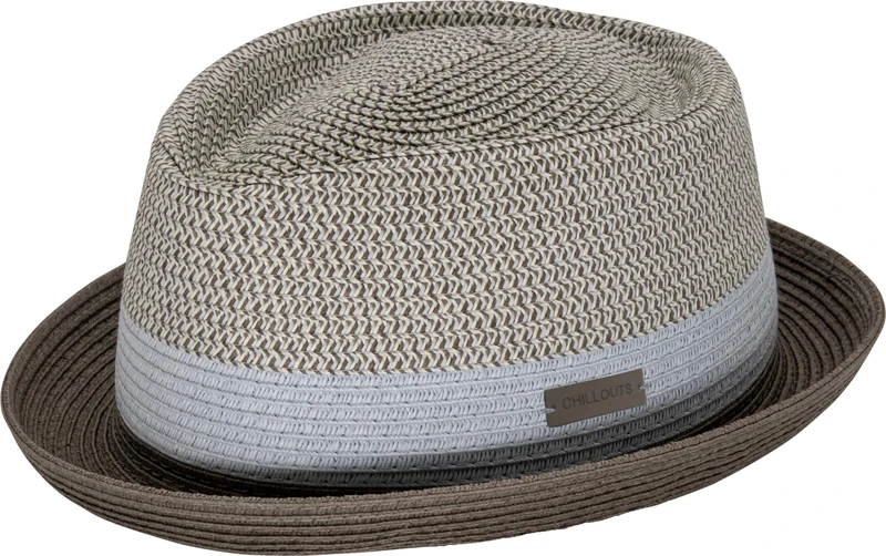 CHILLOUTS Paea Pork Pie Straw Hat Men - Garden Sun Beach Summer Spring-Summer - L/XL (58-61 cm) Grey