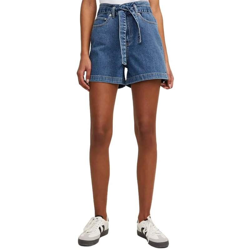 Jack&Jones JXCELEN HW Paperbag Denim Shorts EX DNM, Medium Blue (Medium Blue Denim), XS
