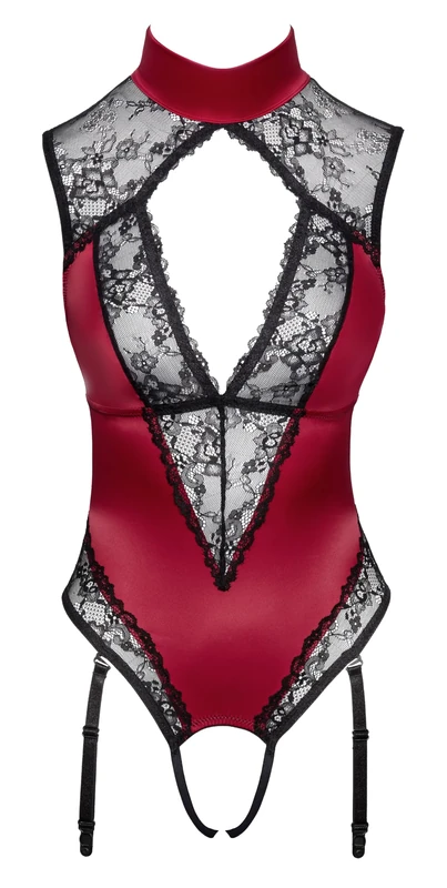 Cottelli Lingerie Women Crotchless Body Red/Black XL
