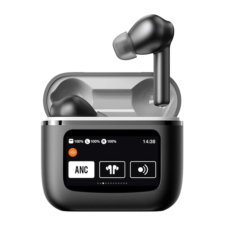 OBA -ProX5 Bluetooth 5.3 Headphones Wireless In Ear Stereo ENC ANC Noise Cancellation, LCD Display Colour IPX5 Waterproof with Earphone Tracker, 500 mAh Battery