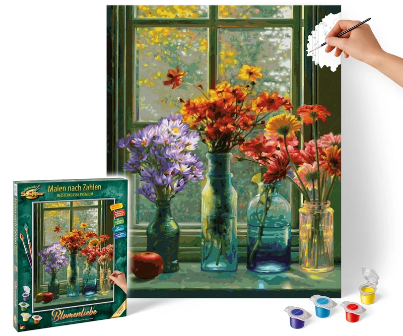 Schipper 609130905 Painting by Numbers - Flower Love - Painting Pictures for Adults, Includes Brush and Acrylic Paints, 40 x 50 cm