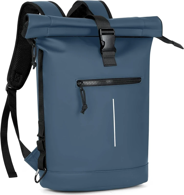 Lekeinchi 17-Inch Waterproof Laptop Backpack for Men and Women - Roll Top Design for School, Travel, Business, Work, and Camping(Blue)