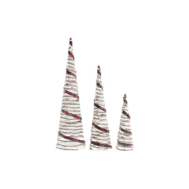 Cone Set of 3 LED Ratan 20X20X80 3AA Plateado Natural