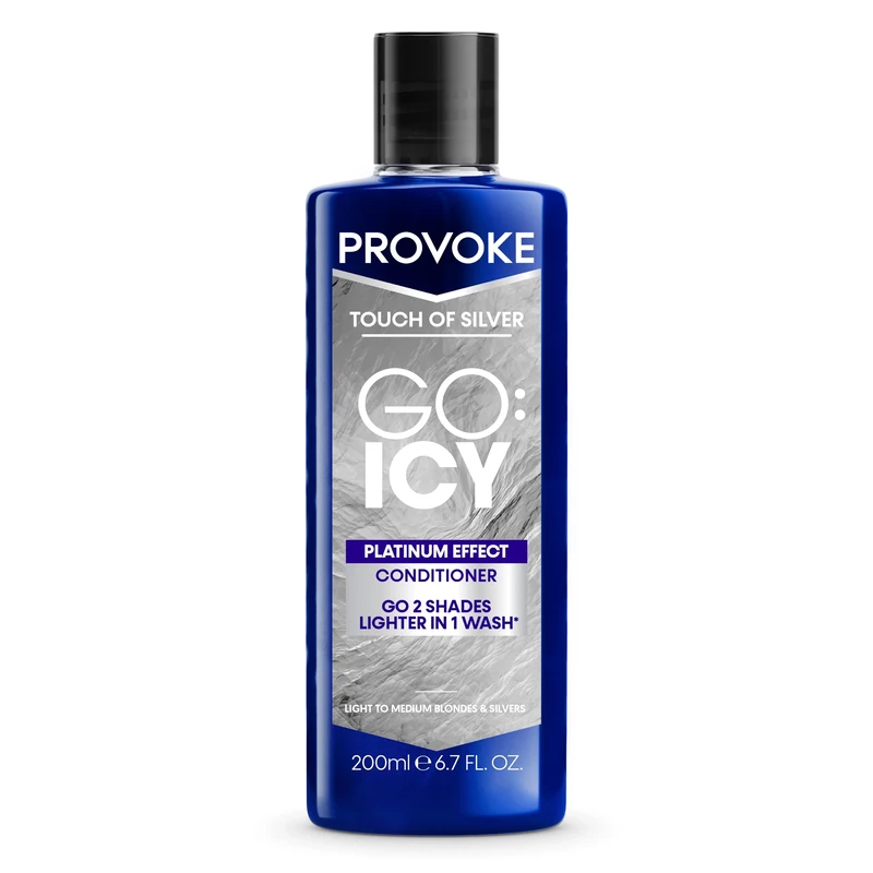 PROVOKE Touch of Silver Go Icy Conditioner 200ml, Icy Platinum Look in Just 1 Wash, Triple Toning Technology, Cool Down Brassy Tones for an Extra Light Colour, Enriched Keratin to Hydrate
