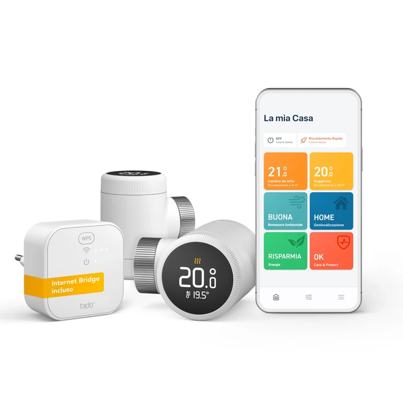 tado° Smart Radiator Thermostat X – Starter Kit with Bridge X, Heating Control via App and Smart Speaker (Alexa, Siri, Google Assistant), Save Heating Costs, DIY Installation