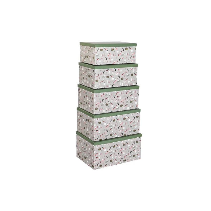 CAJA Set of 5 Cardboard 50 x 35 x 25 cm Green