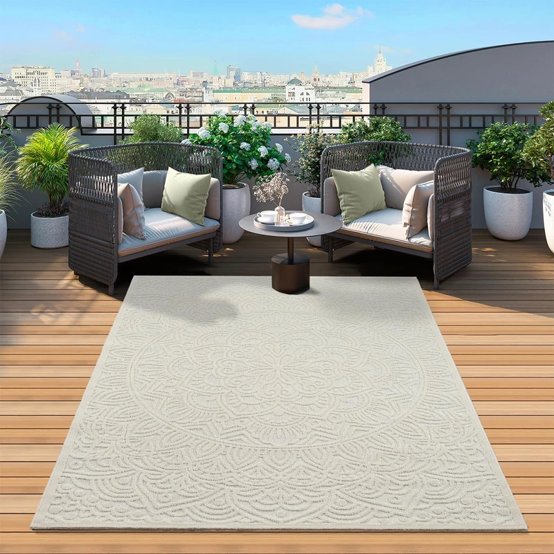 Mia's Zoey Rugs, Living Room Bedroom Rug, Cream, 140 x 200 cm, Polypropylene - Image 1
