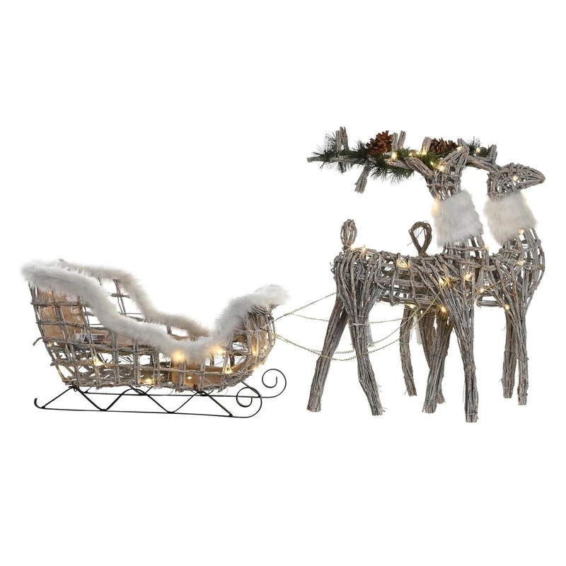 DECORACION Set of 3 LED MIMBRE 60X30X37 White - Image 1