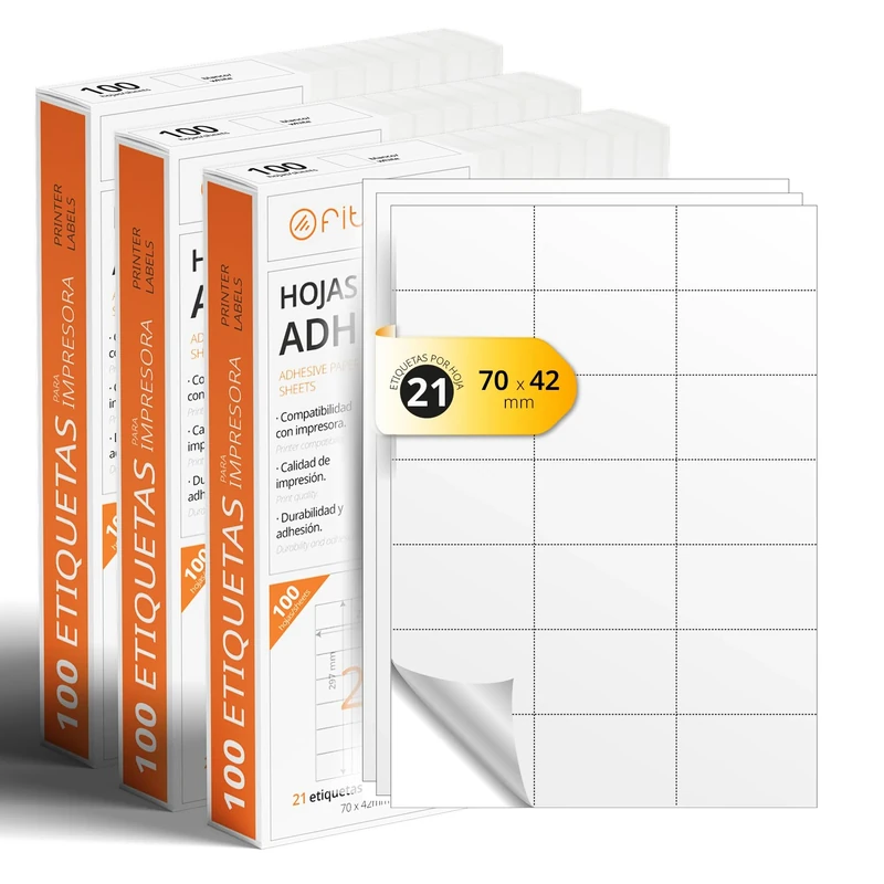 A4 Sheets of White Self Adhesive Labels, Create Your Own Customized, Secure Self-Adhesive A4 Paper, Self Adhesive Label for Printing - Ofituria (21 per Sheet, 300 Sheets)