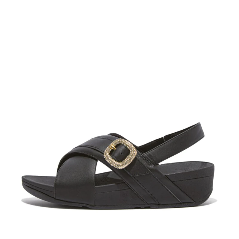 Fitflop LULU CRYSTAL-BUCKLE LEATHER BACK-STRAP SANDALS