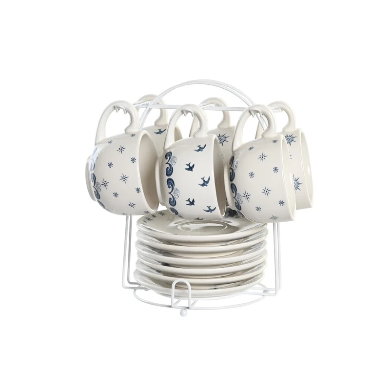 Cafe Set of 6 Dolomite Metal 20 x 18 x 20 cm, 180 ml Azul