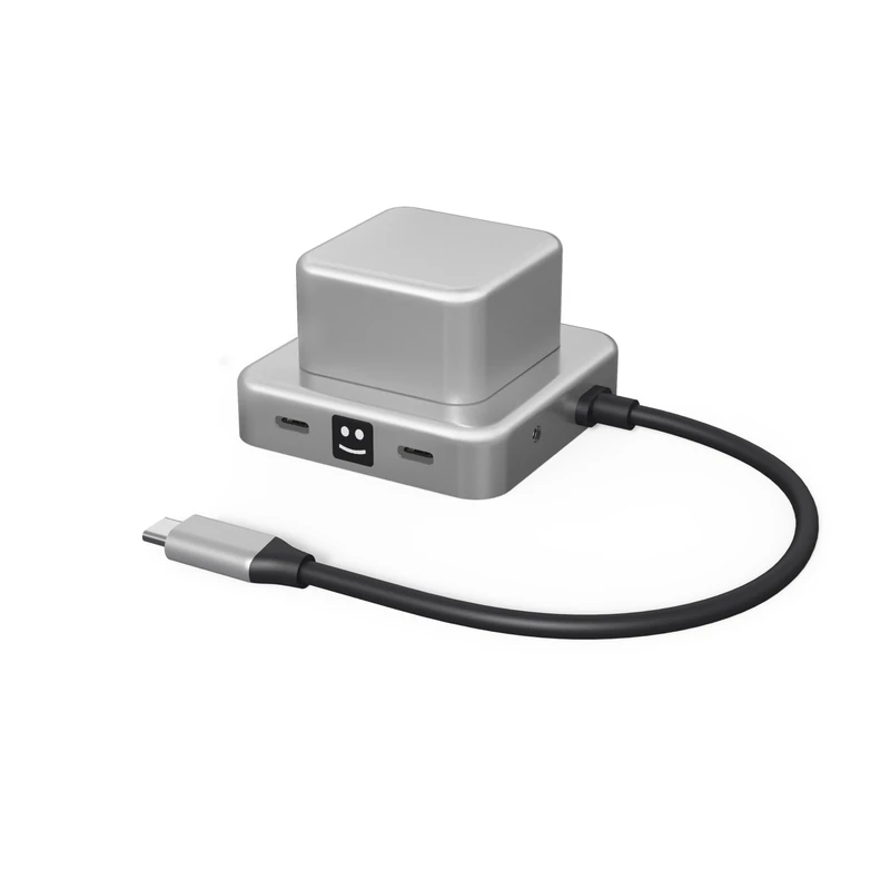 Xoopar - 7 in 1 Multi Port Charging Hub without Tangling Quick Charge 100W with 7 USB A Ports - USB C - HDMI - Audio Compatible Smartphone and Computer - CUBBI Grey