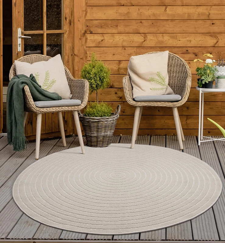 Mia's Zoey Rugs Living Room Bedroom Rug - Cream - in 160 cm Round Polypropylene