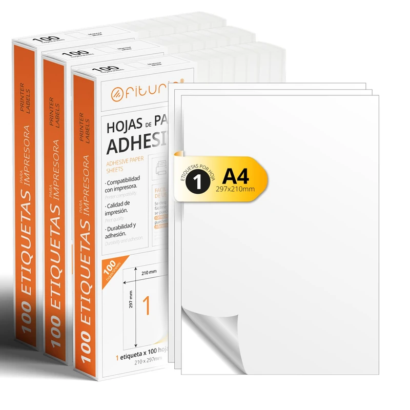 A4 Sheets of White Self Adhesive Labels, Create Your Own Customized, Secure Self-Adhesive A4 Paper, Self Adhesive Label for Printing - Ofituria (1 per Sheet, 300 Sheets)