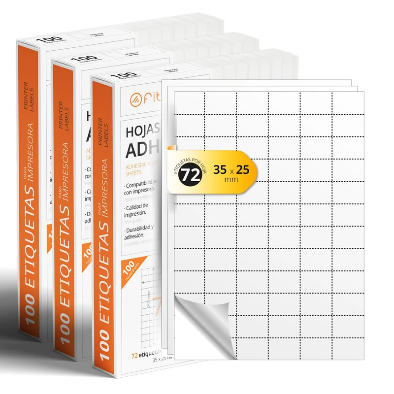 A4 Sheets of White Adhesive Labels, Create Your Custom Stickers for Any Surface, A4 Paper Safe Adhesive, Adhesive Label to Print – Ophituria (72 per Sheet, 300h)