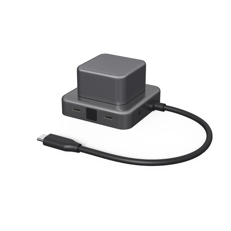 Xoopar - 7 in 1 Multi Port Charging Hub without Tangling Quick Charge 100W with 7 USB A Ports - USB C - HDMI - Audio Compatible Smartphone and Computer - CUBBI Black