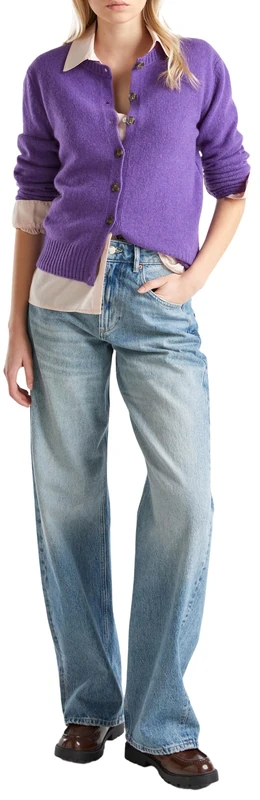 United Colors of Benetton Women's Korean Jersey M/L 103me500l Cardigan Sweater, Purple, XL