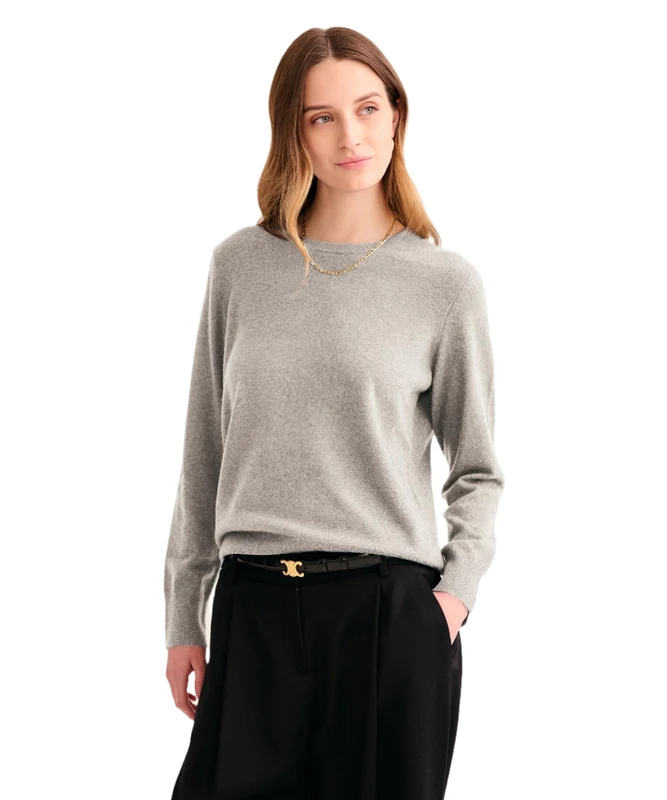 NAADAM Women's The Original Cashmere Crewneck Sweater, Cement, XXL