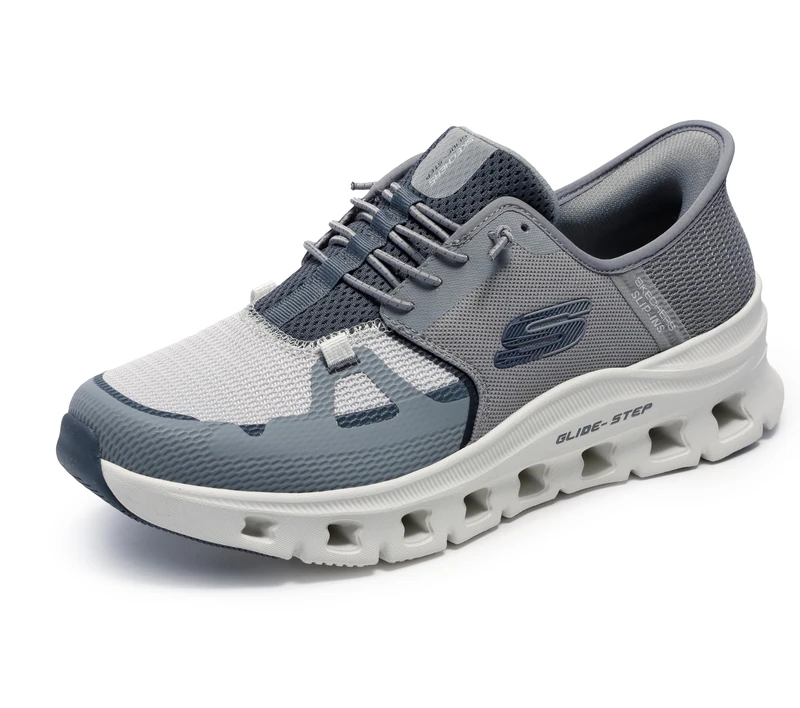 Skechers Men's Glide-Step PRO Trainers, Grey Mesh/Hotmelt/Charcoal Trim, 7 UK