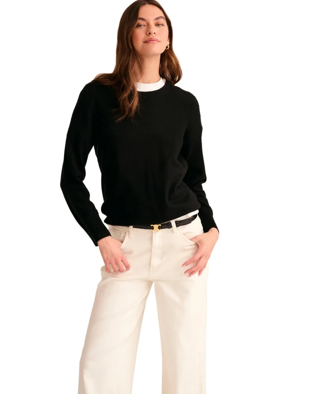 NAADAM Women's The Original Cashmere Crewneck Sweater, Black, XS