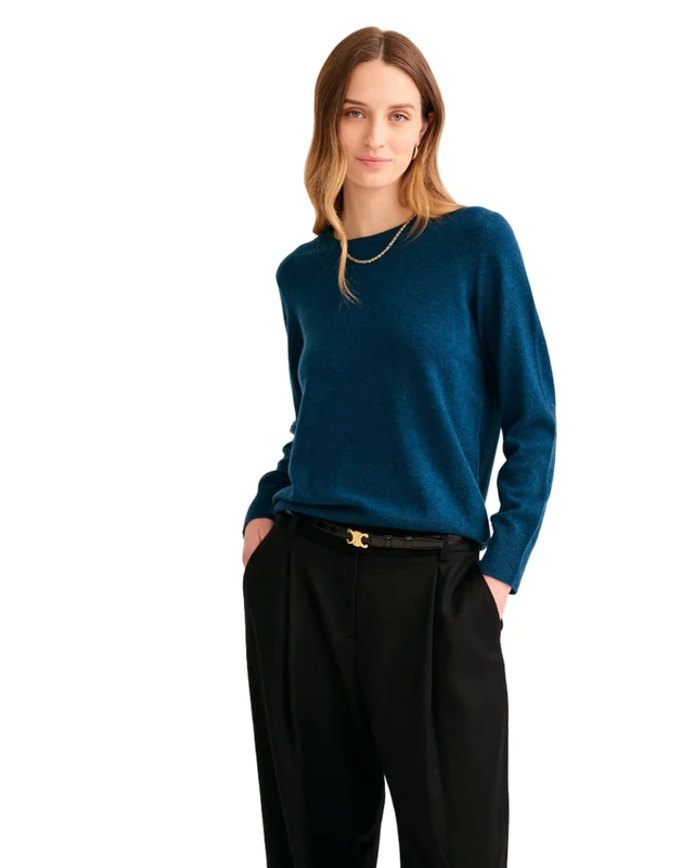 NAADAM Women's The Original Cashmere Crewneck Sweater, Peacock Blue, XXS