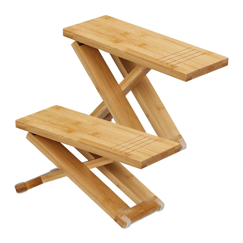 Relaxdays 2-Piece Toilet Stool, HWD: 23 x 12 x 31, Adjustable, Healthy Squating Position for Bowel Movement, Natural