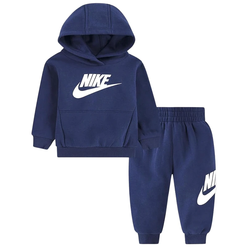 NIKE Club French Terry Baby Jumpsuit - Blue, Navy/White, 12 Months