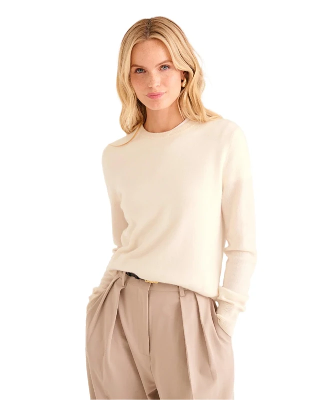 NAADAM Women's The Original Cashmere Crewneck Sweater, White, XXL