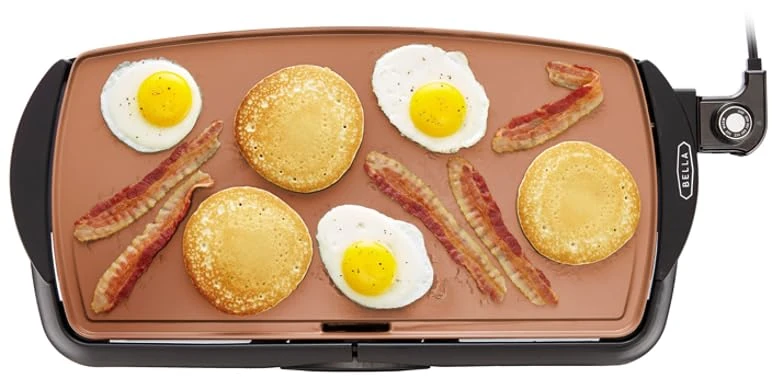 bella Electric Griddle, Ceramic Titanium Non-Stick Coating, Large Submersible Cooking Surface and Removable Fat Drip Tray, Adjustable Temperature, PTFE and PFOA Free, 27cm x 51cm, Black - Image 1