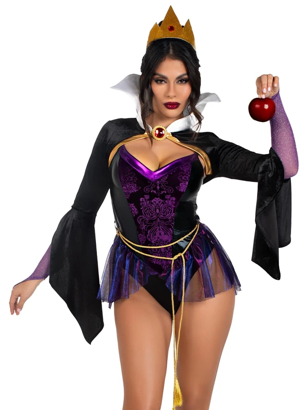Leg Avenue 87232 03903 4 Pc Poison Apple Queen Halloween Costume, Blk/Purple, L