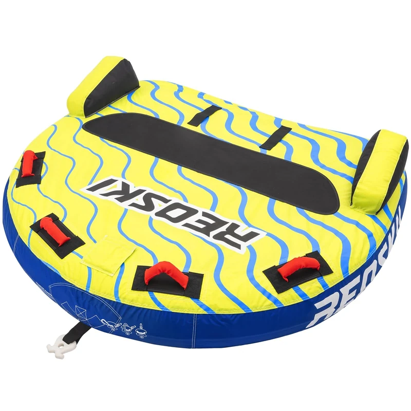 REOSKI Towable Tubes for Boating 2 Person, Heavy Duty Boat Tubes and Towables, Inflatable Water Tubes for Boats to Pull with Fins, Drainage, Quick Connector, Large Capacity